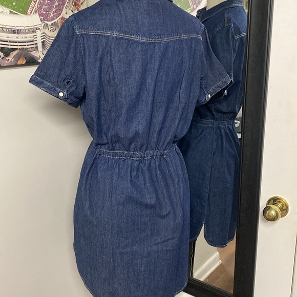 mother of Pearl snap front dark wash drawstring waistband Dress - Picture 10 of 12